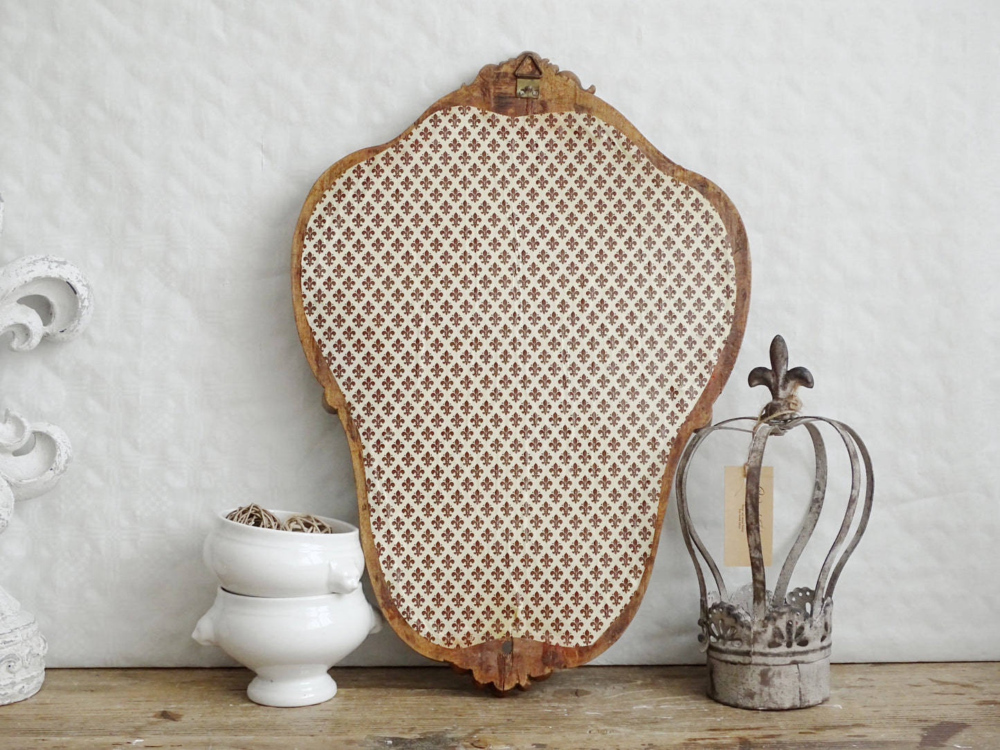 Antique Ornate Beveled Wall Mirror In Carved Wooden Frame, Baroque Style