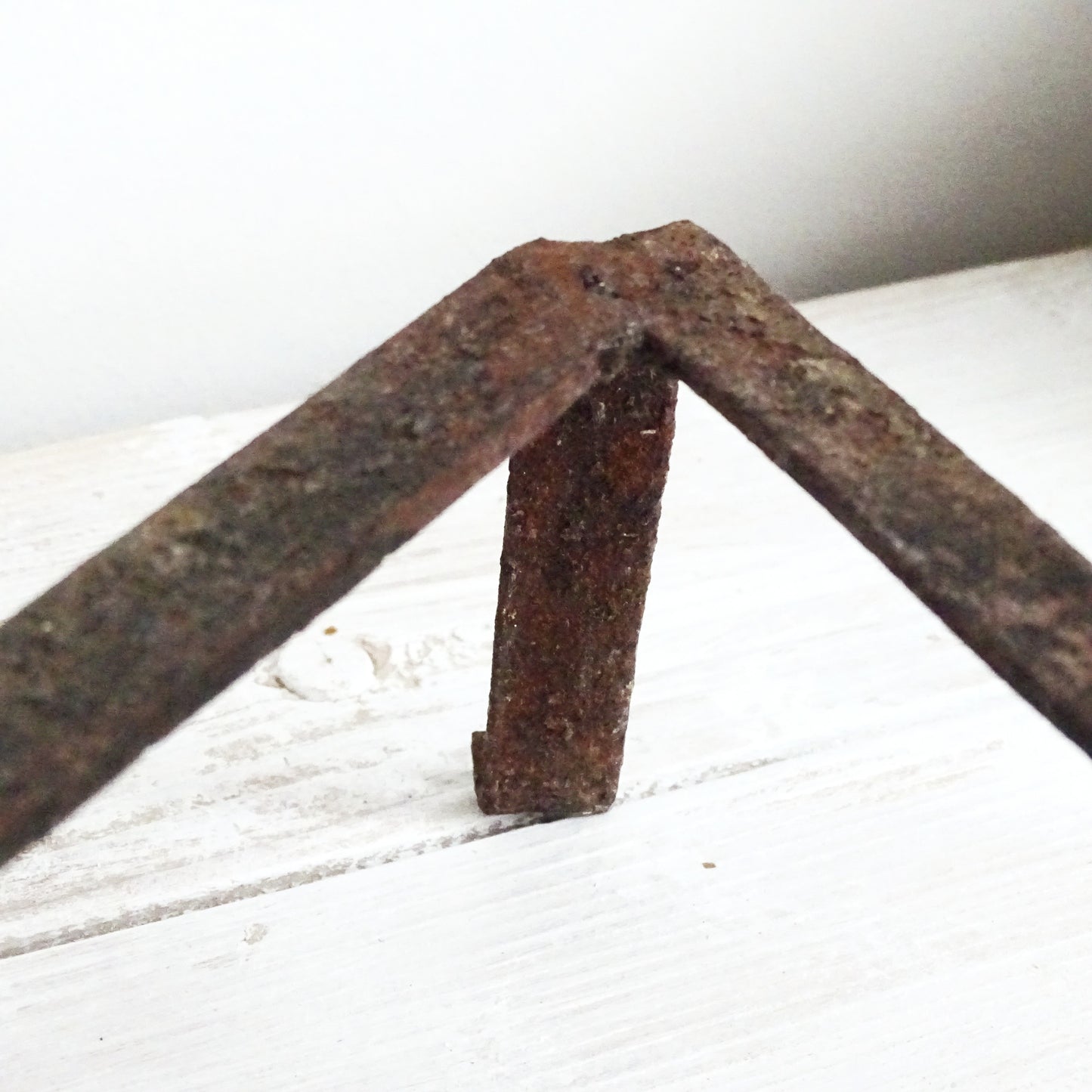 Antique Fireplace Metal Trivet, Hand Forged Iron, Primitive Cookware Tool, Hot Pot Stand