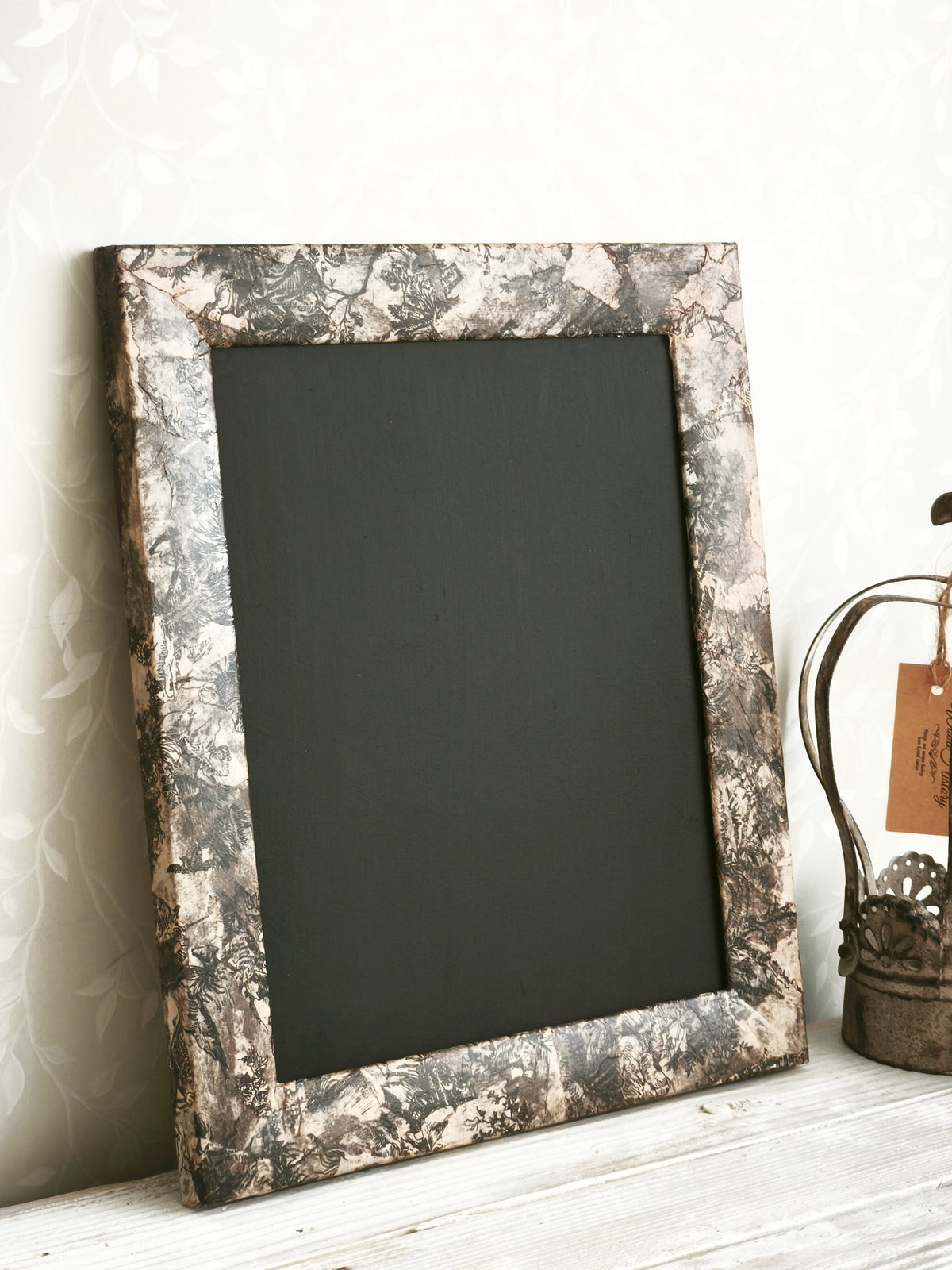 Antique Toile Framed Chalkboard, Message Board