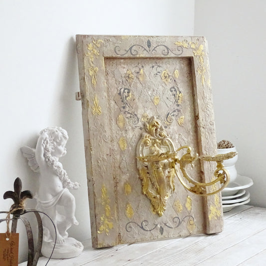 Antique Wall Iron Candle Sconce on Wooden Plaque