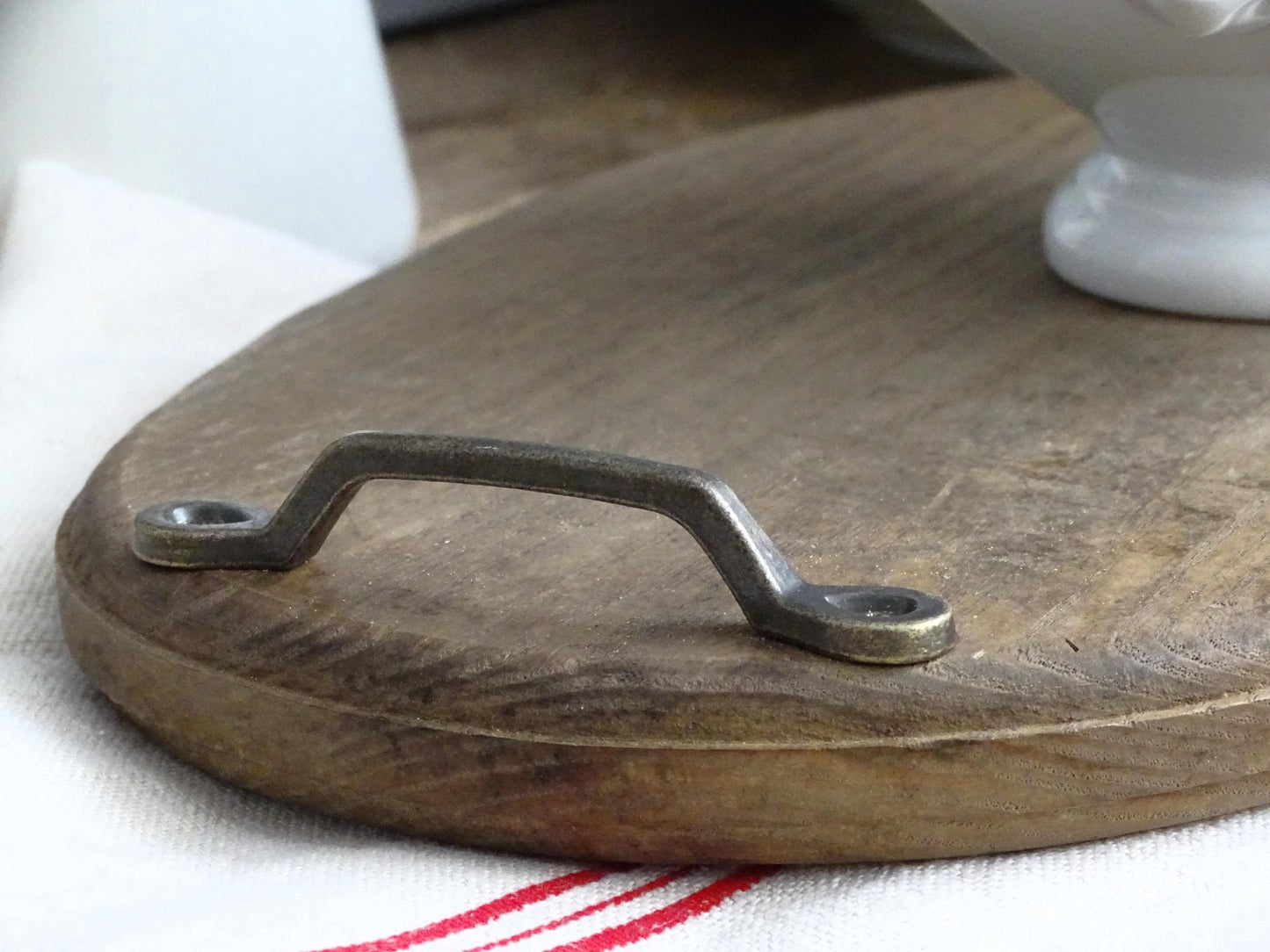 Oval Wood Bread Board Metal Handles, Cheese Board, Breadboard, Cutting Chopping Board, Farmhouse Kitchen Board, Serving Tray