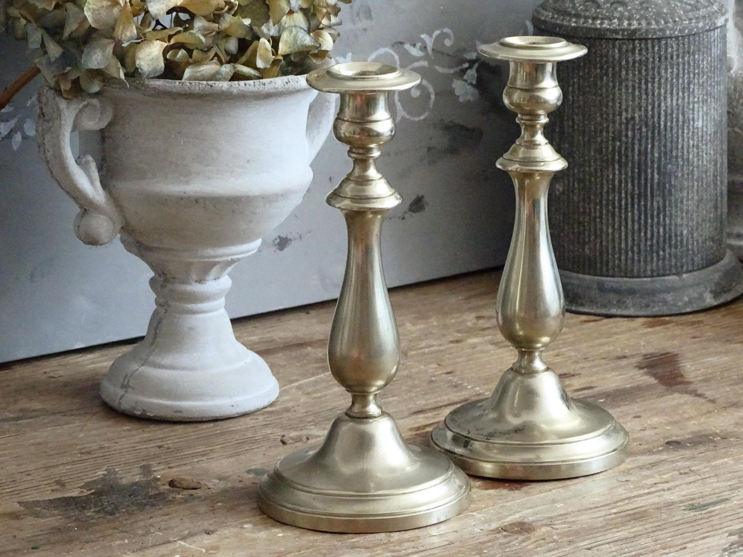 Pair 1870s Antique Silverplated Candlestick BMF, Tall Metal Candlestick Berndorf Metalware, Silver Candle Holders