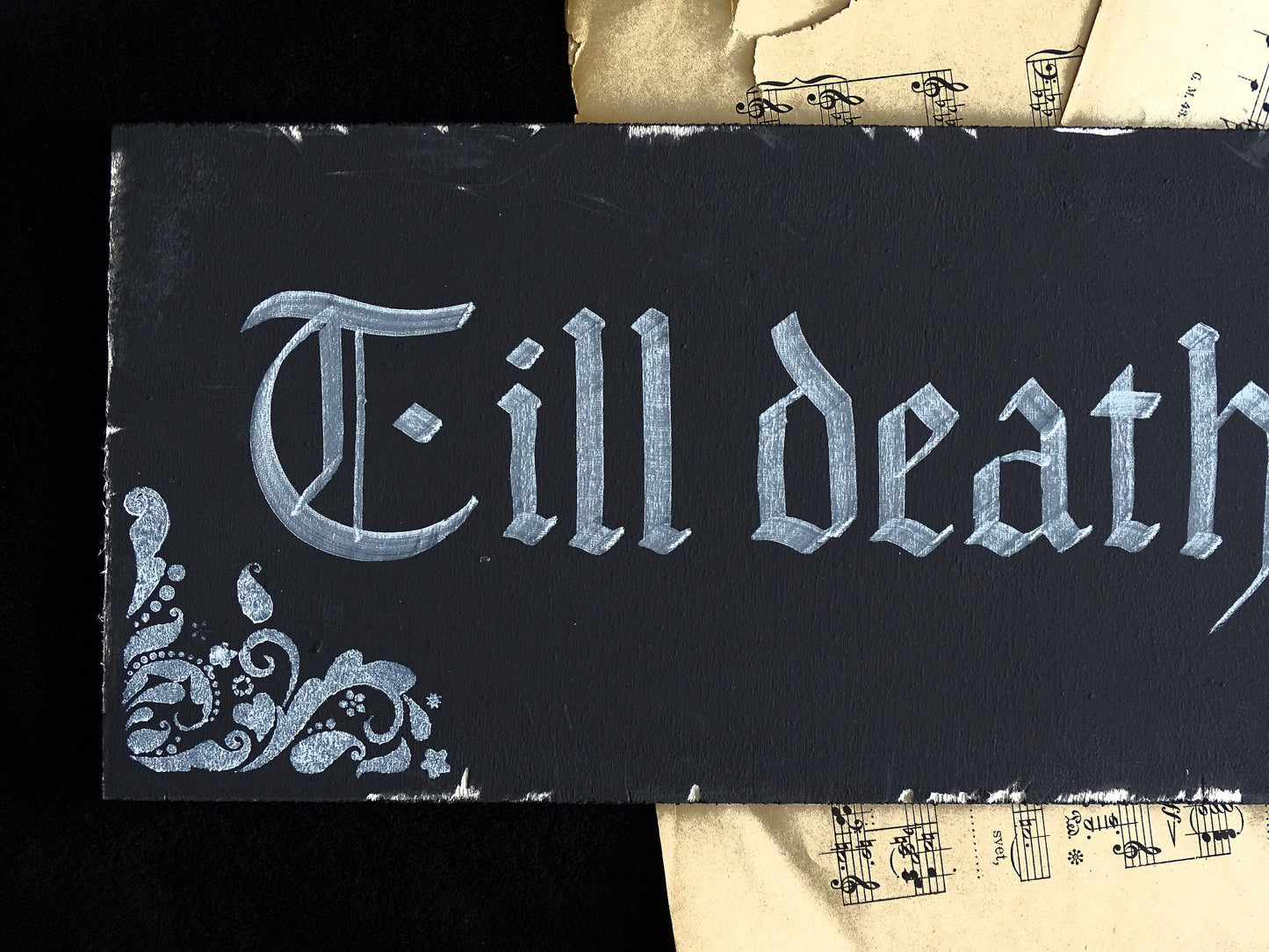 TILL DEATH DO us Part, Gothic Original Artwork on Wood, Hand Painted, Hand Lettered