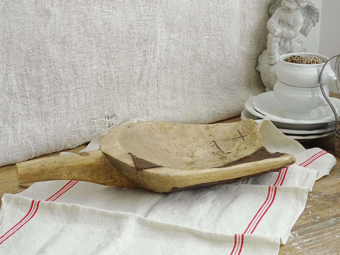 Antique Wood Grain Scoop, Carved Wood Grain Shovel, Grain Ladle, Wood Flour Scoop, Primitive Antiques, Rustic Farmhouse Decor Farm Hand Tool