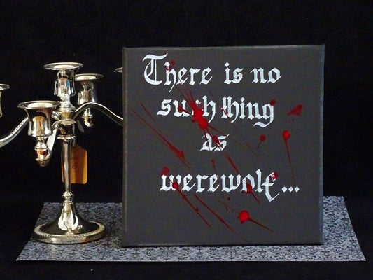 Gothic Werewolf Canvas Plaque, Hand-Lettered Horror Art