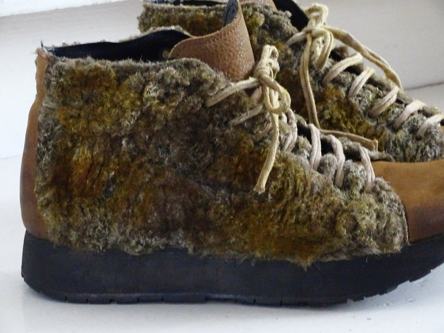 Papucei Leather Designer Shoes Sheep Fur, Chunky Shoes, Ankle Lace Up Boots, Booties, Shoes Women Men, US 9 EU 40 UK 6.5