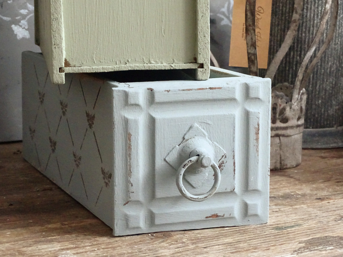 Sewing Machine Drawer, Distressed Wood Cabinet Drawer Tray, Tabletop Storage Display Box, Card File Desk Organizer