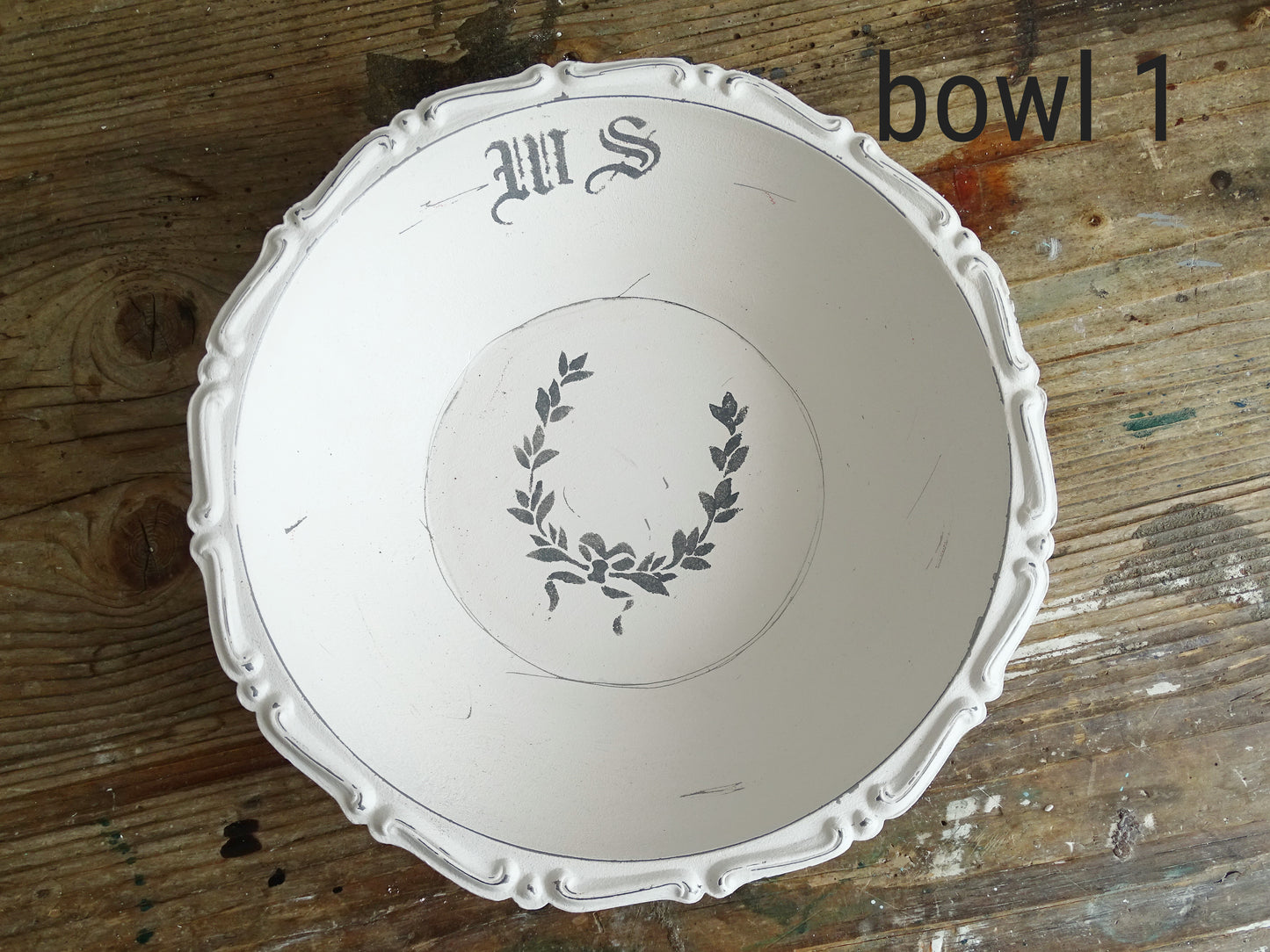 White Ornate Metal Bowl, Round Trinket Tray, Shabby Chic Decor