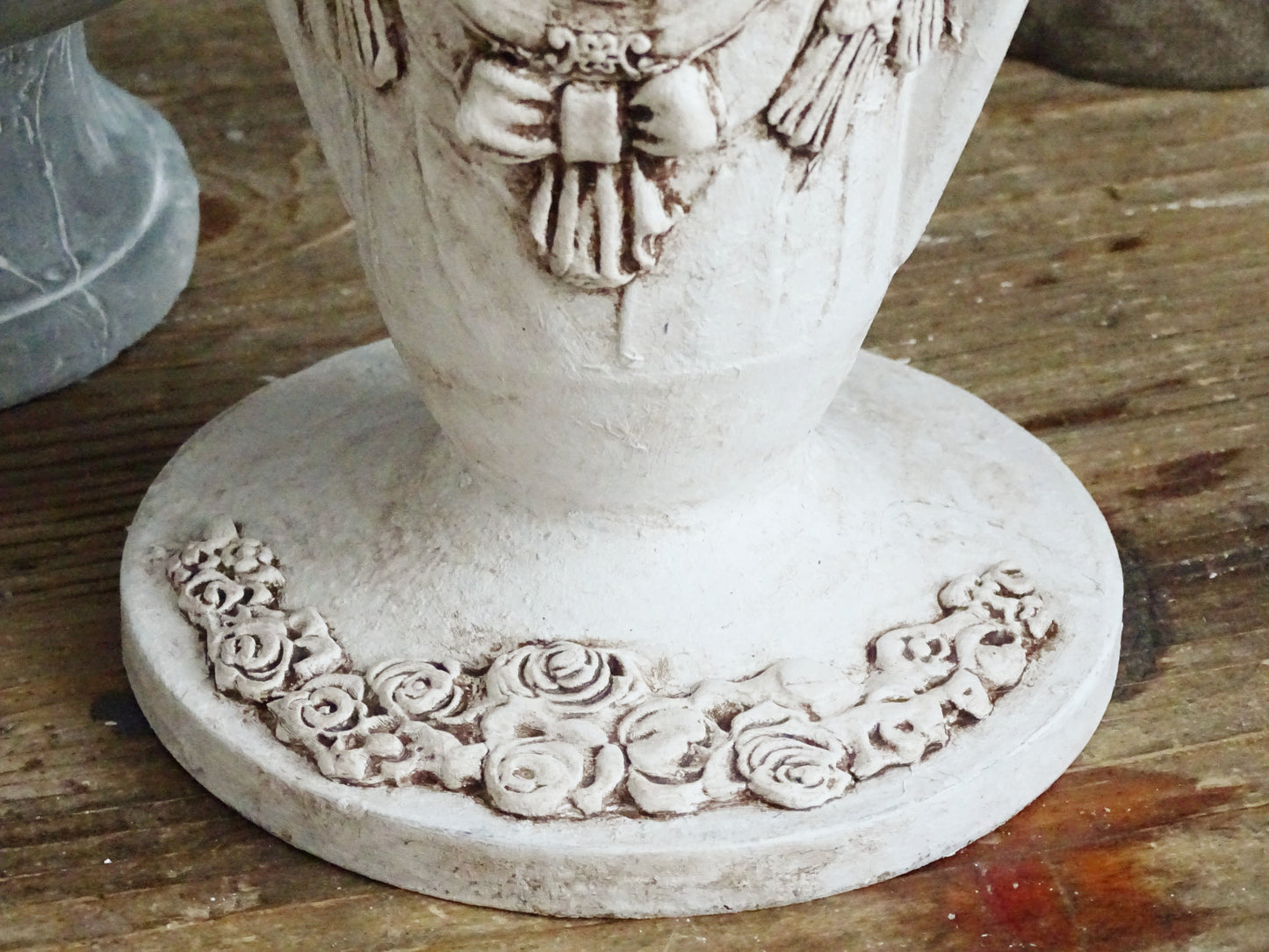 White Decorative Metal Urn Vase, Shabby Chic Decor
