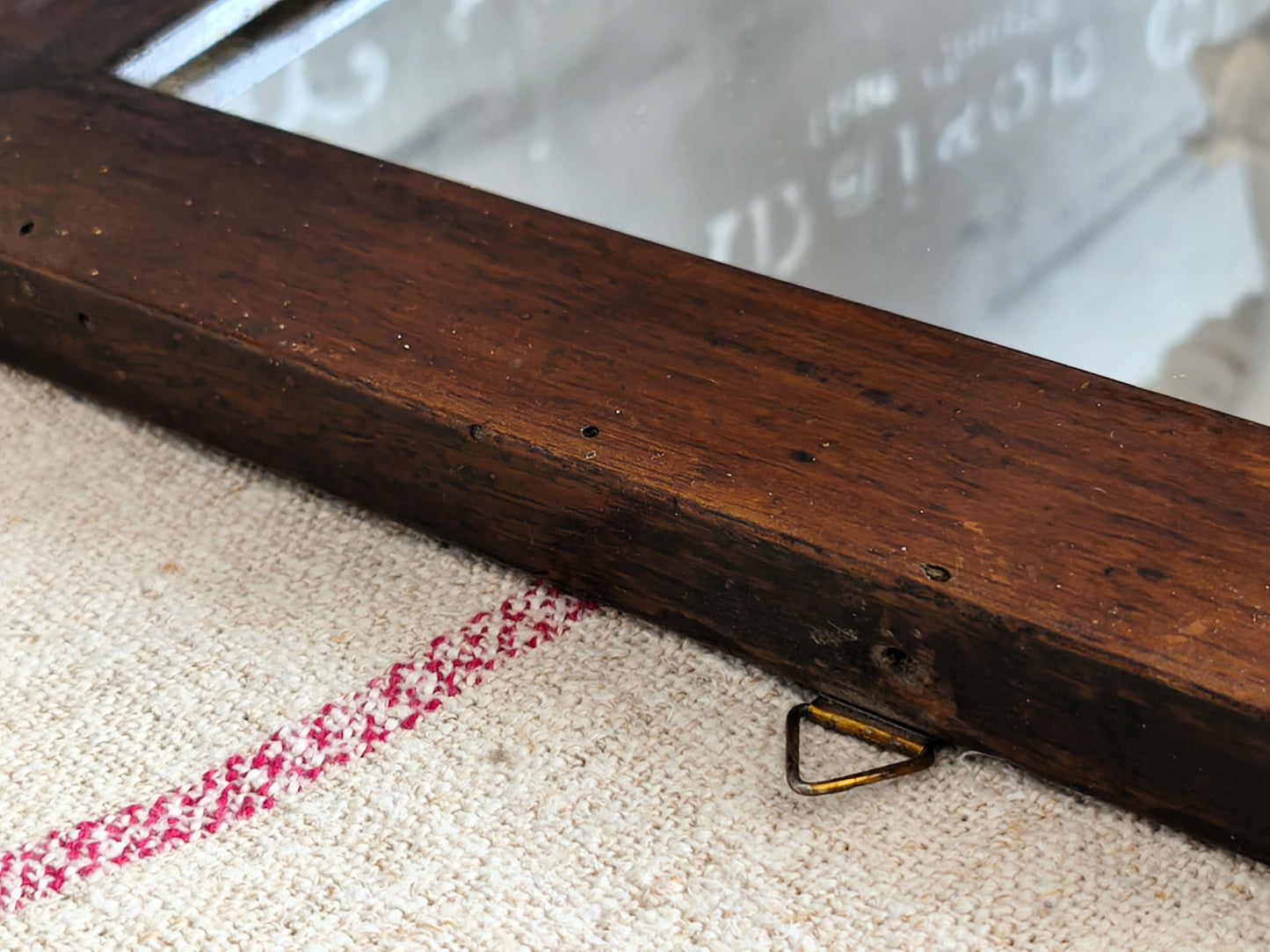 Antique Walnut Wood Wall Mirror, Primitive Wall Decor