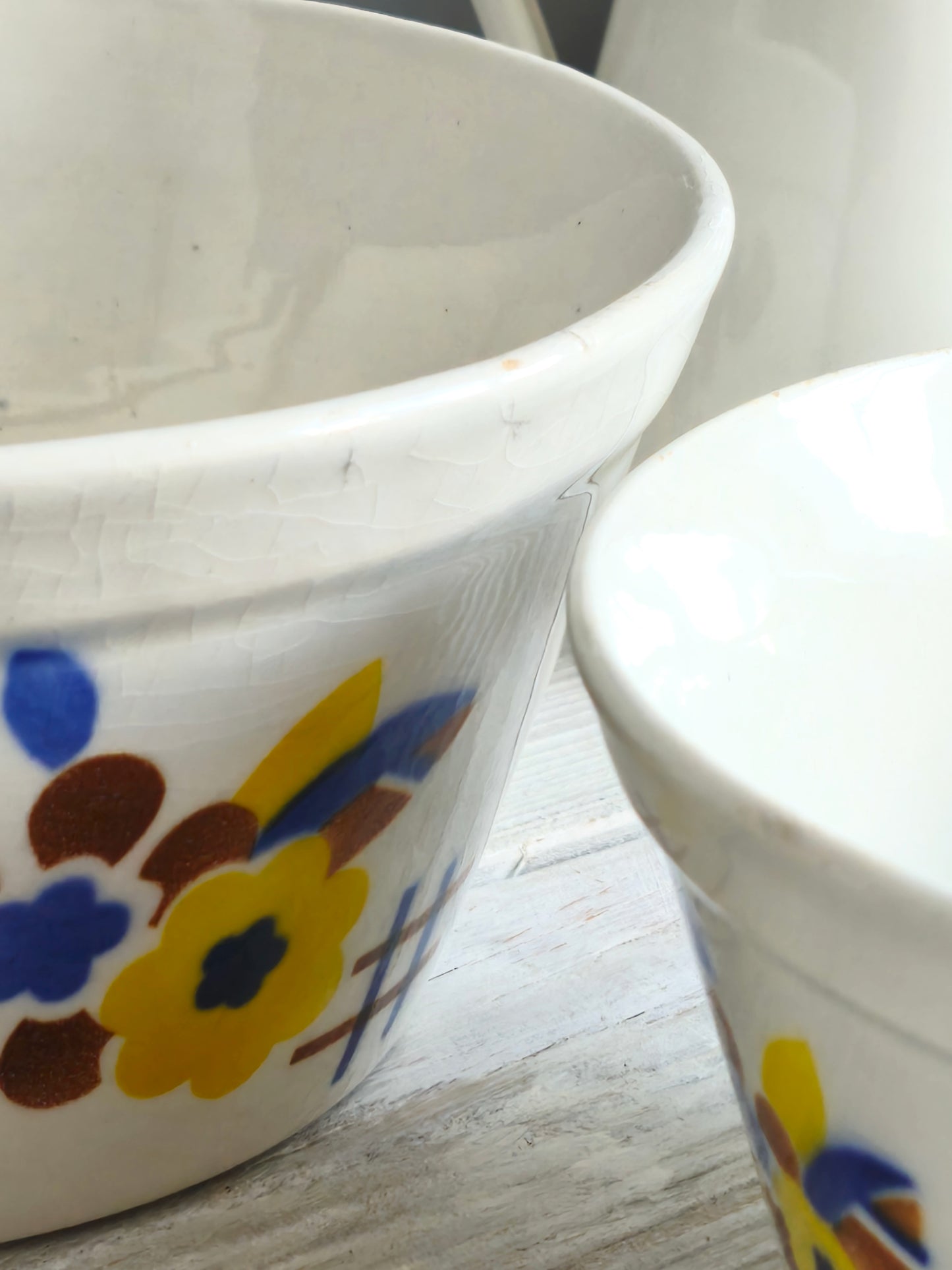 Set 2 Ceramic Ditmar Urbach Serving Bowls, Stacking Bowls Floral Design, Czech Retro Serveware