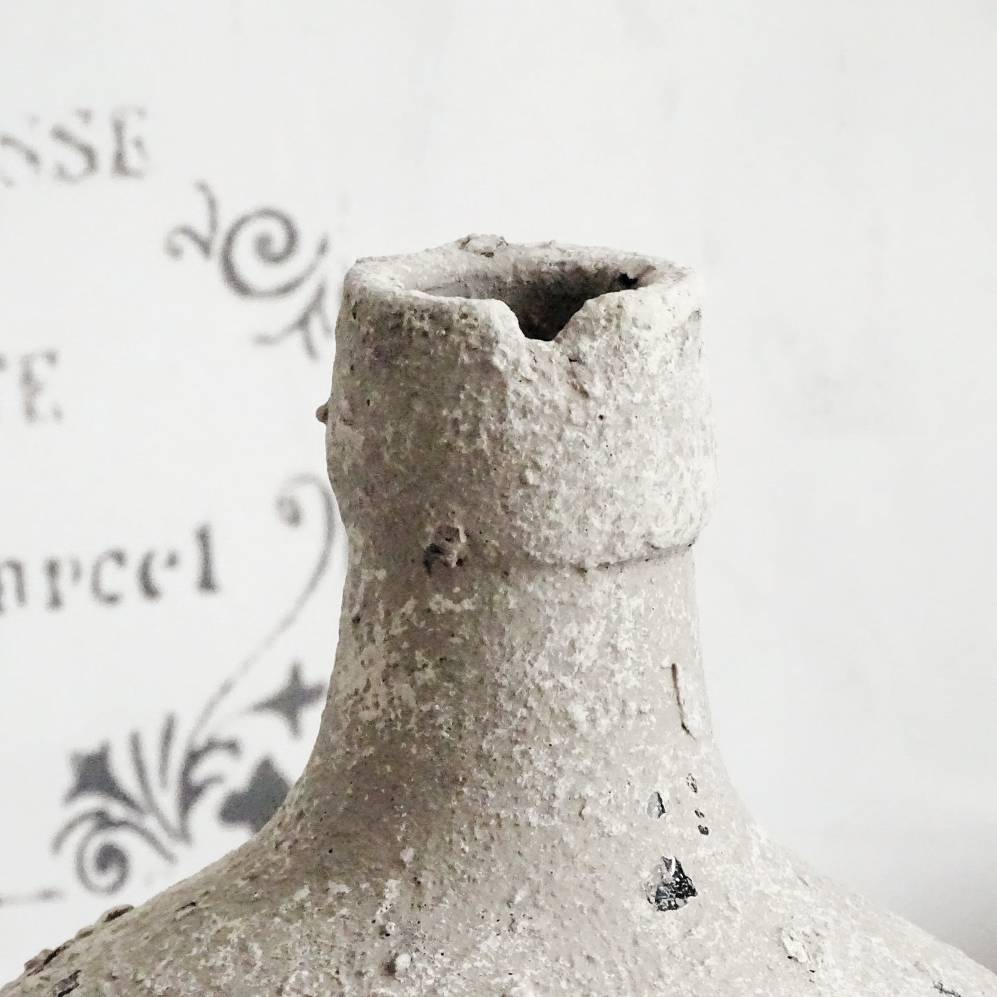 Distressed Gray Glass Bottle Vase with Stone Effect Finish