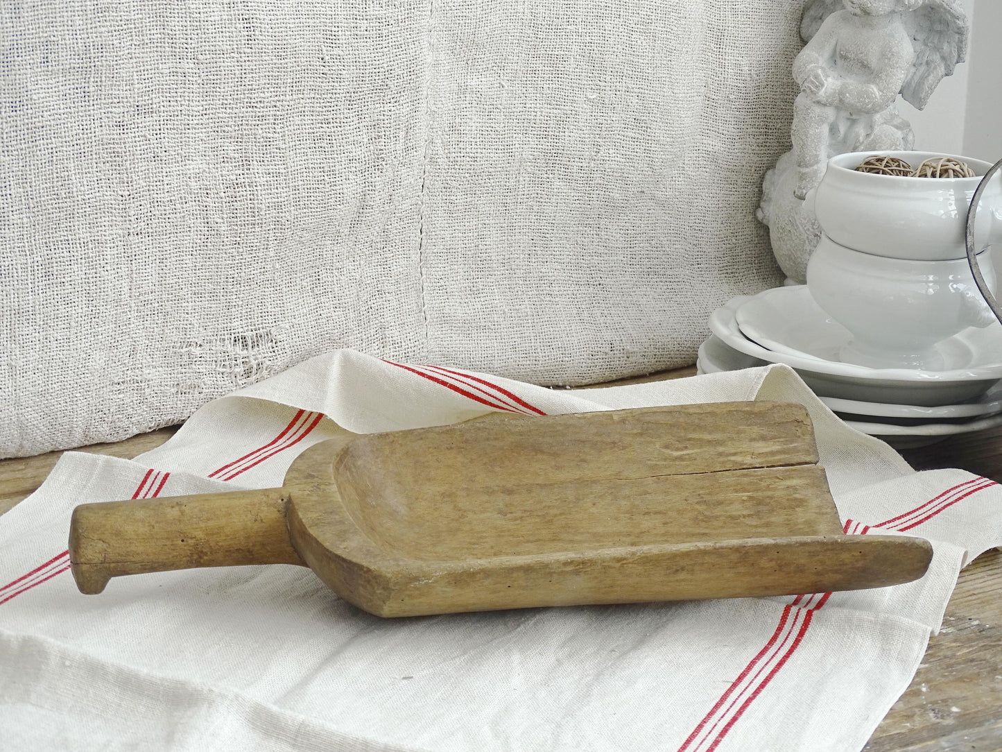 Antique Wood Grain Scoop, Carved Wood Grain Shovel, Grain Ladle, Wood Flour Scoop, Primitive Antiques, Rustic Farmhouse Decor Farm Hand Tool