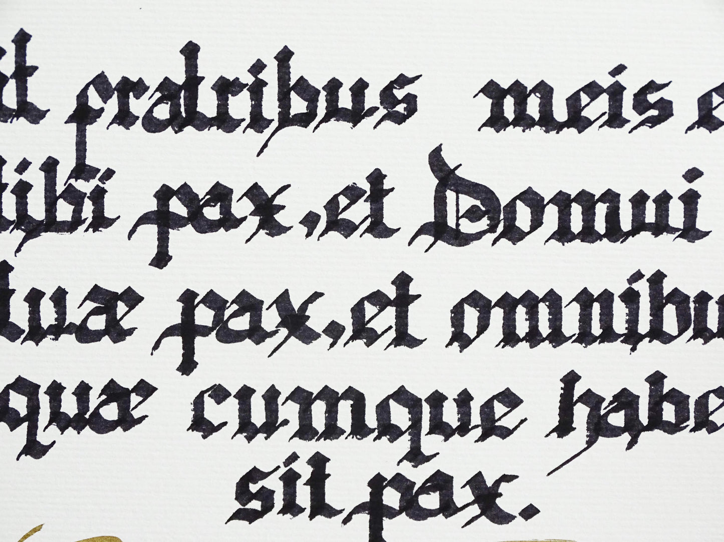Original Artwork Hand Lettered Latin House Blessing: Gothic Calligraphy Ink Art