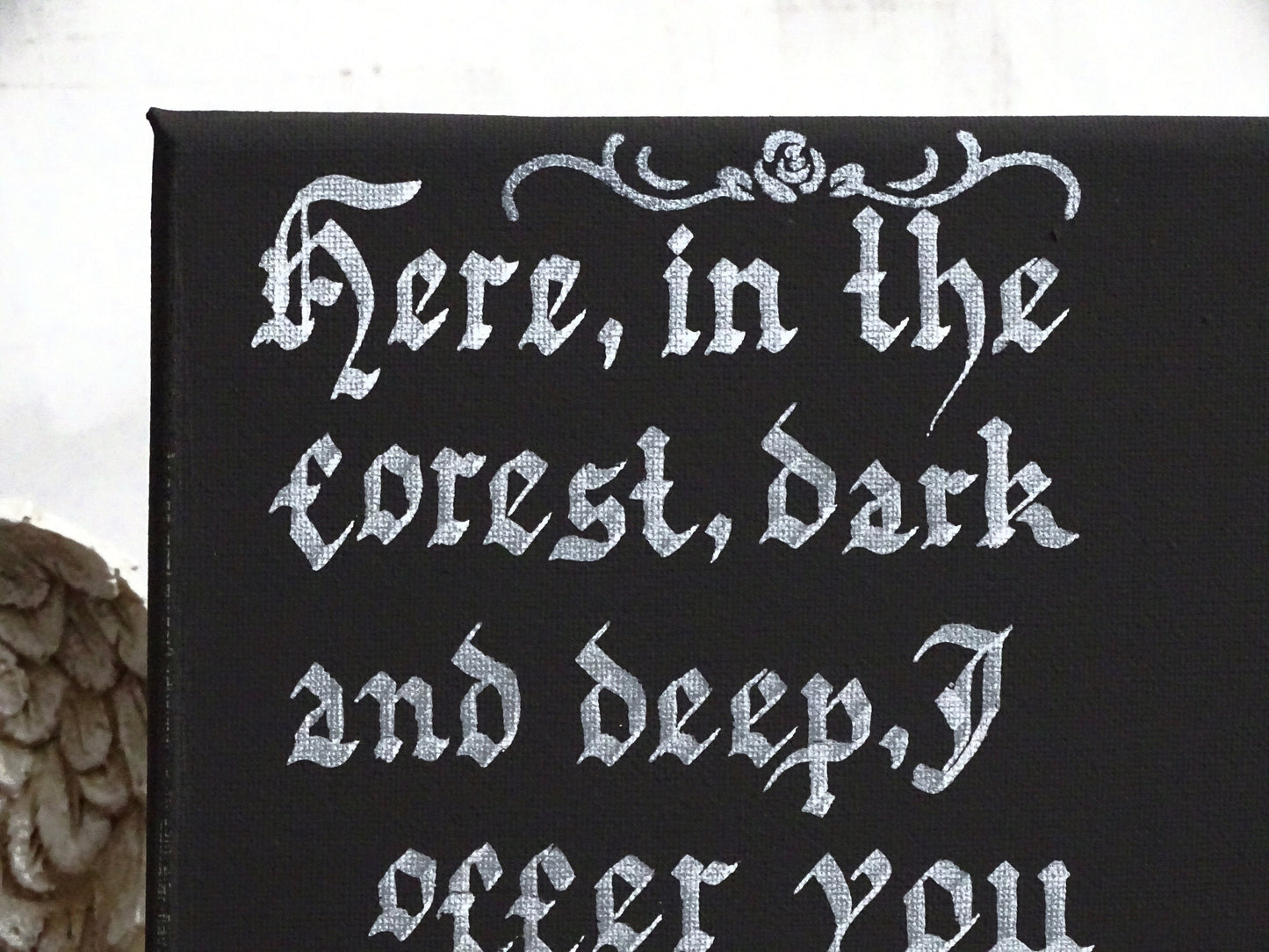 Gothic Calligraphy Canvas Sign, Dark Academia Decor