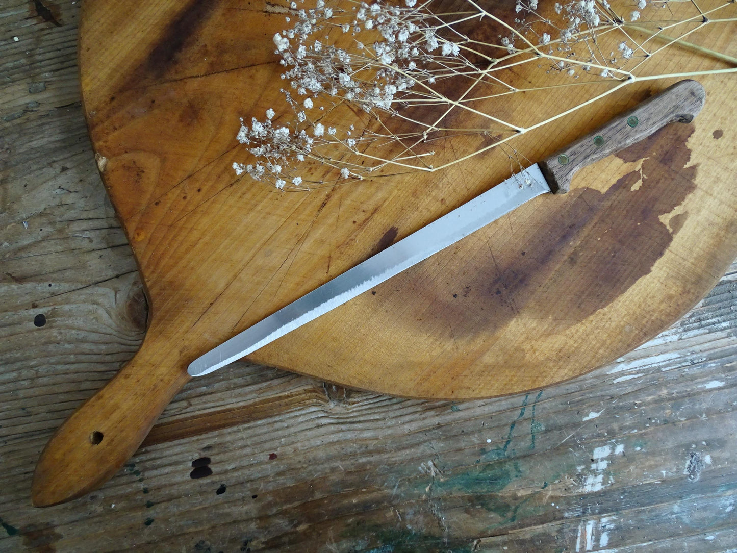 Large Round Wood Charcuterie Board: Rustic Farmhouse Kitchen Decor