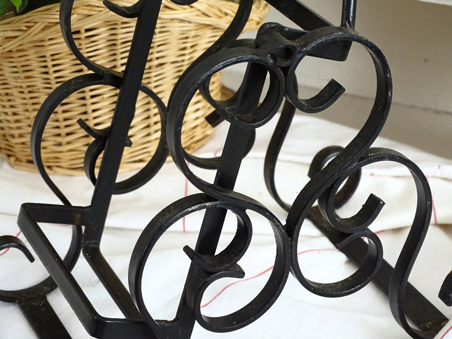 Hand Wrought Iron Wine Bottle Holder: Gothic Tabletop Barware