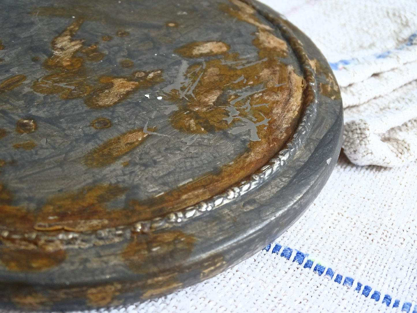 Aged Metal Hand Mirror with Bow, Makeup Mirror