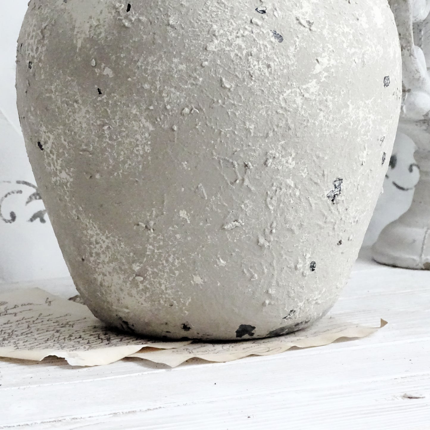 Distressed Gray Glass Bottle Vase with Stone Effect Finish