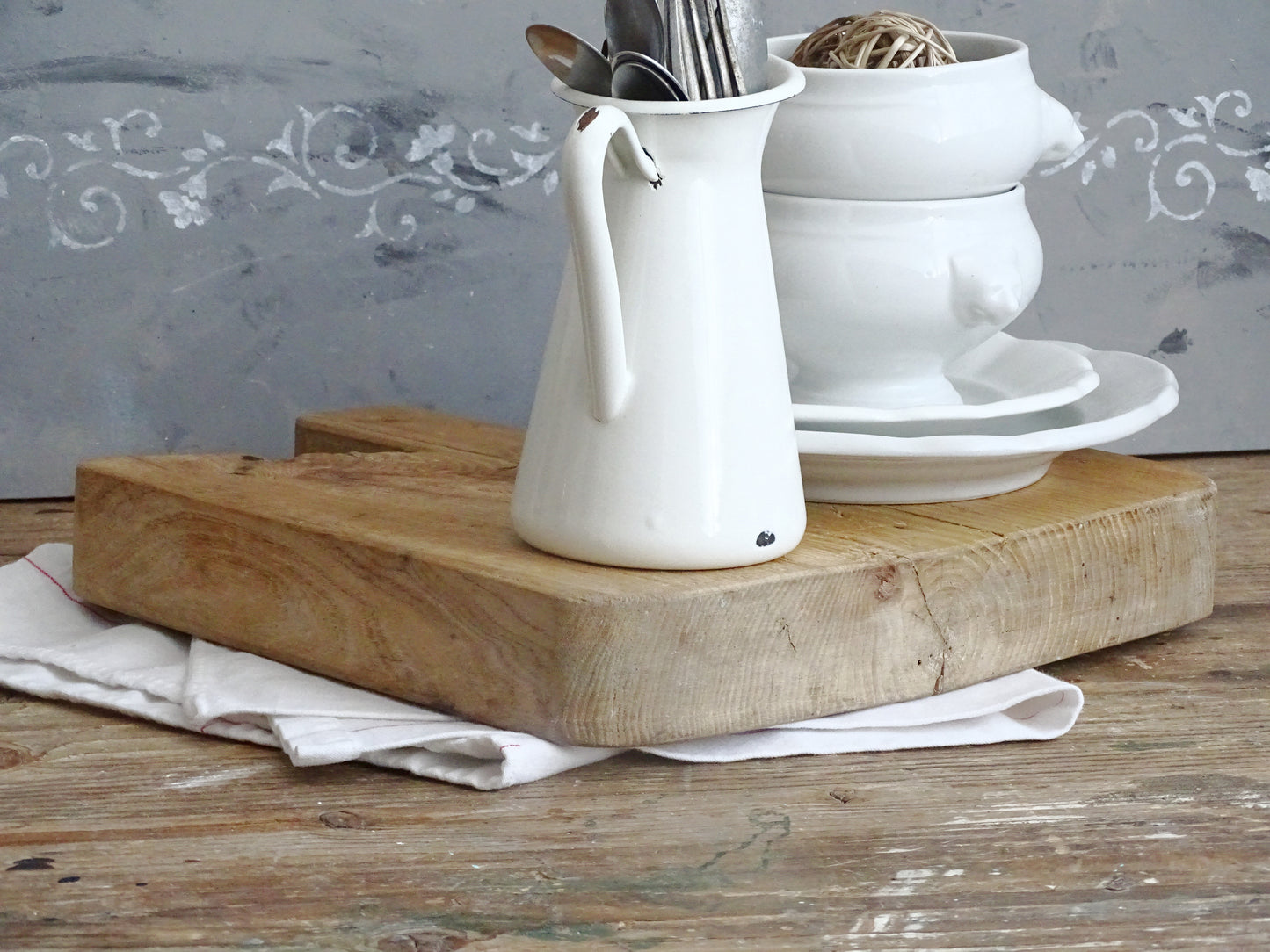 Rustic Chef Board, Herbs Chopping Board Handled, Butchers Block, Wooden Bread Or Cutting Board