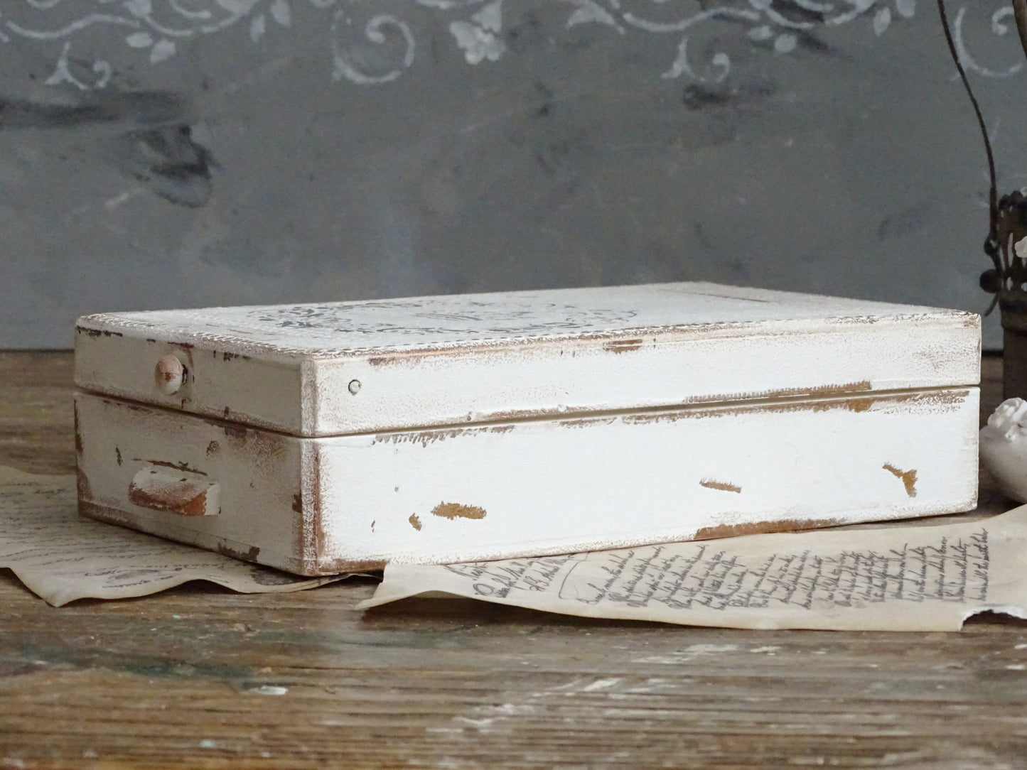 White Mirrored Wooden Box, Shaving Box