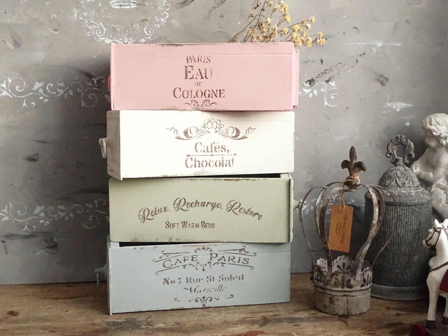 Sewing Machine Drawer, Distressed Wood Cabinet Drawer Tray, Tabletop Storage Display Box, Card File Desk Organizer