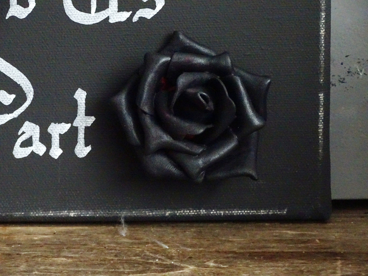 Till Death Do Us Part Black Roses Sign, Gothic Original Artwork on Canvas, Hand Painted, Hand Lettered
