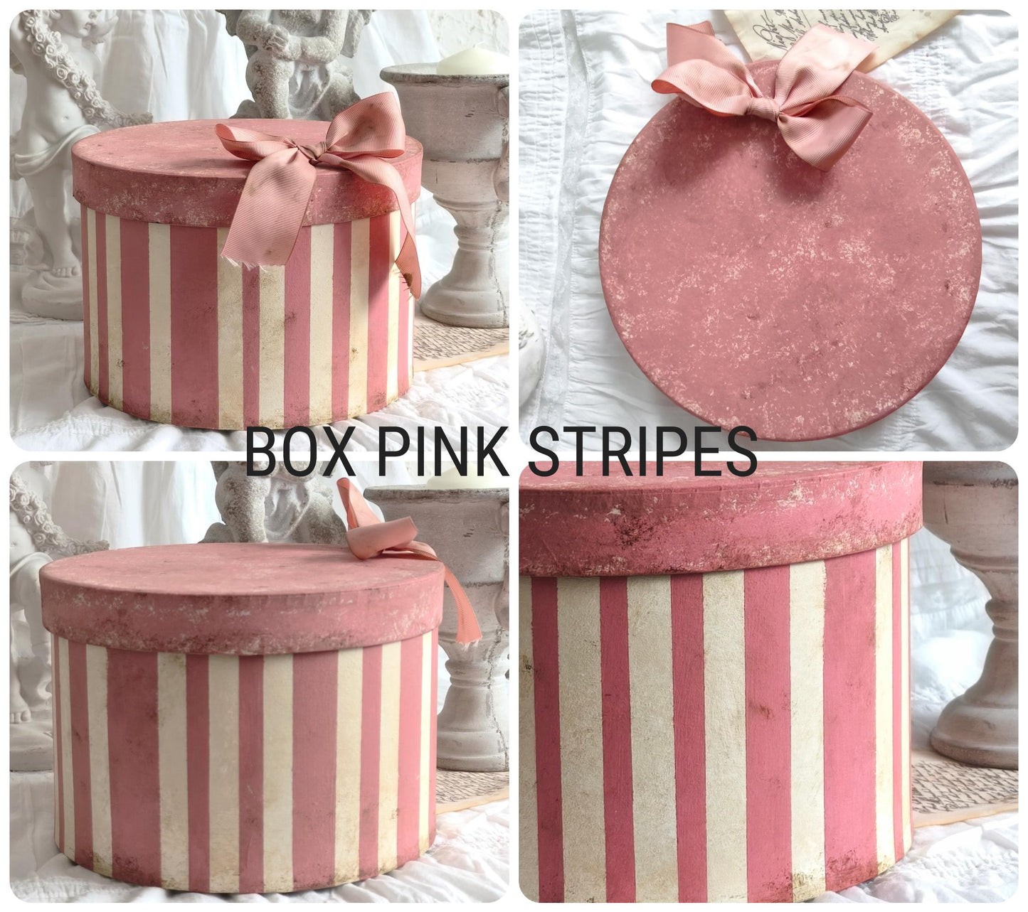 Shabby Chic Hat Box: Aged French Country Decor, Romantic Storage