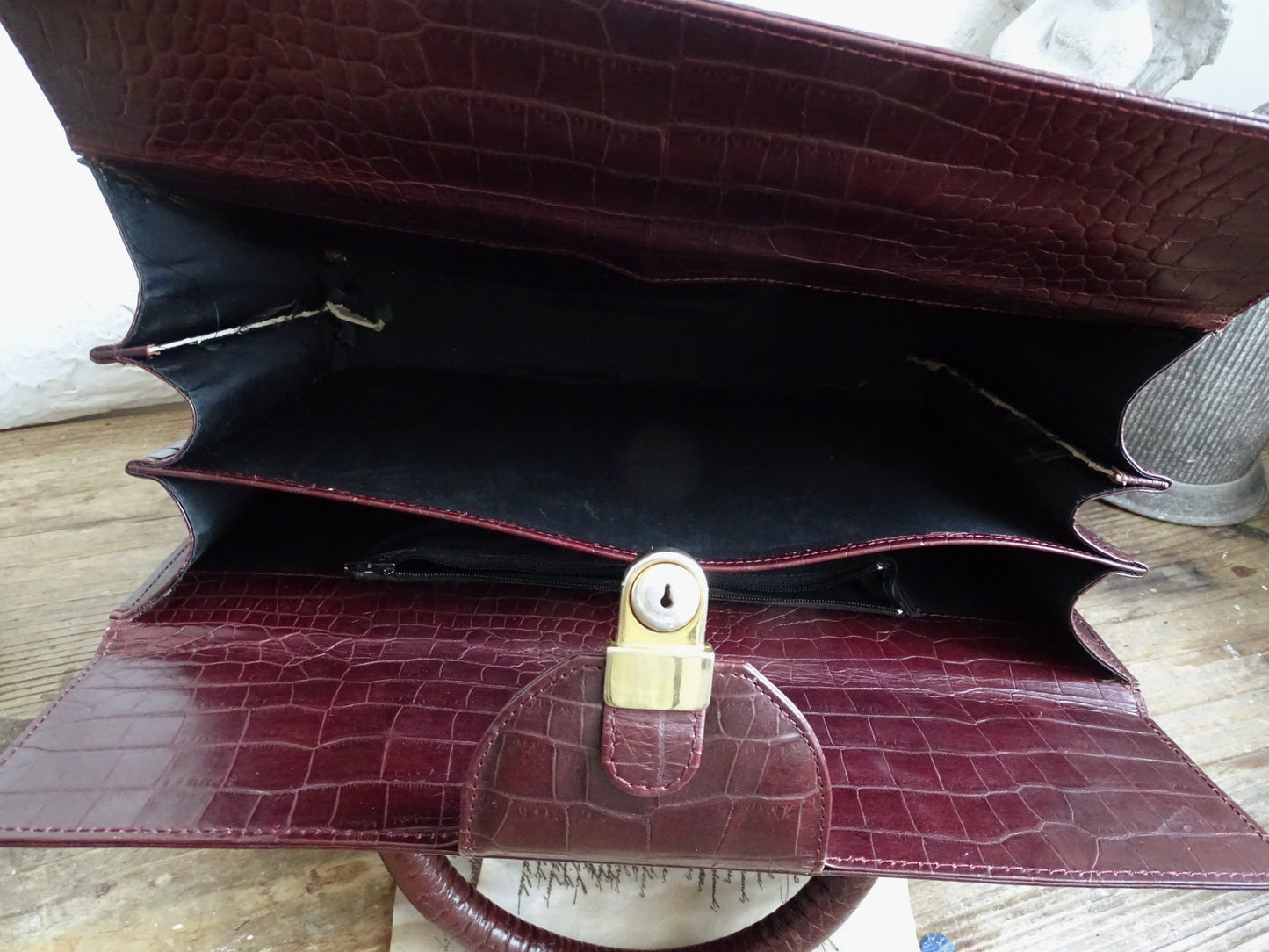 Maroon Embossed Leather Briefcase, Attache Case, Office Business Bag, Laptop Coach Briefcase, Notebook Bag, Portfolio Messenger Bag