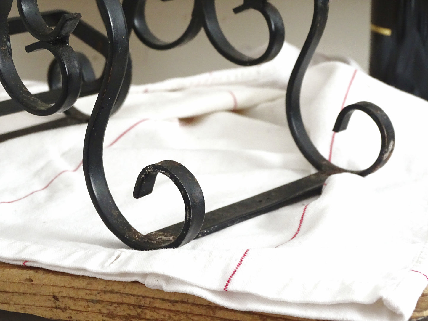 Hand Wrought Iron Wine Bottle Holder: Gothic Tabletop Barware