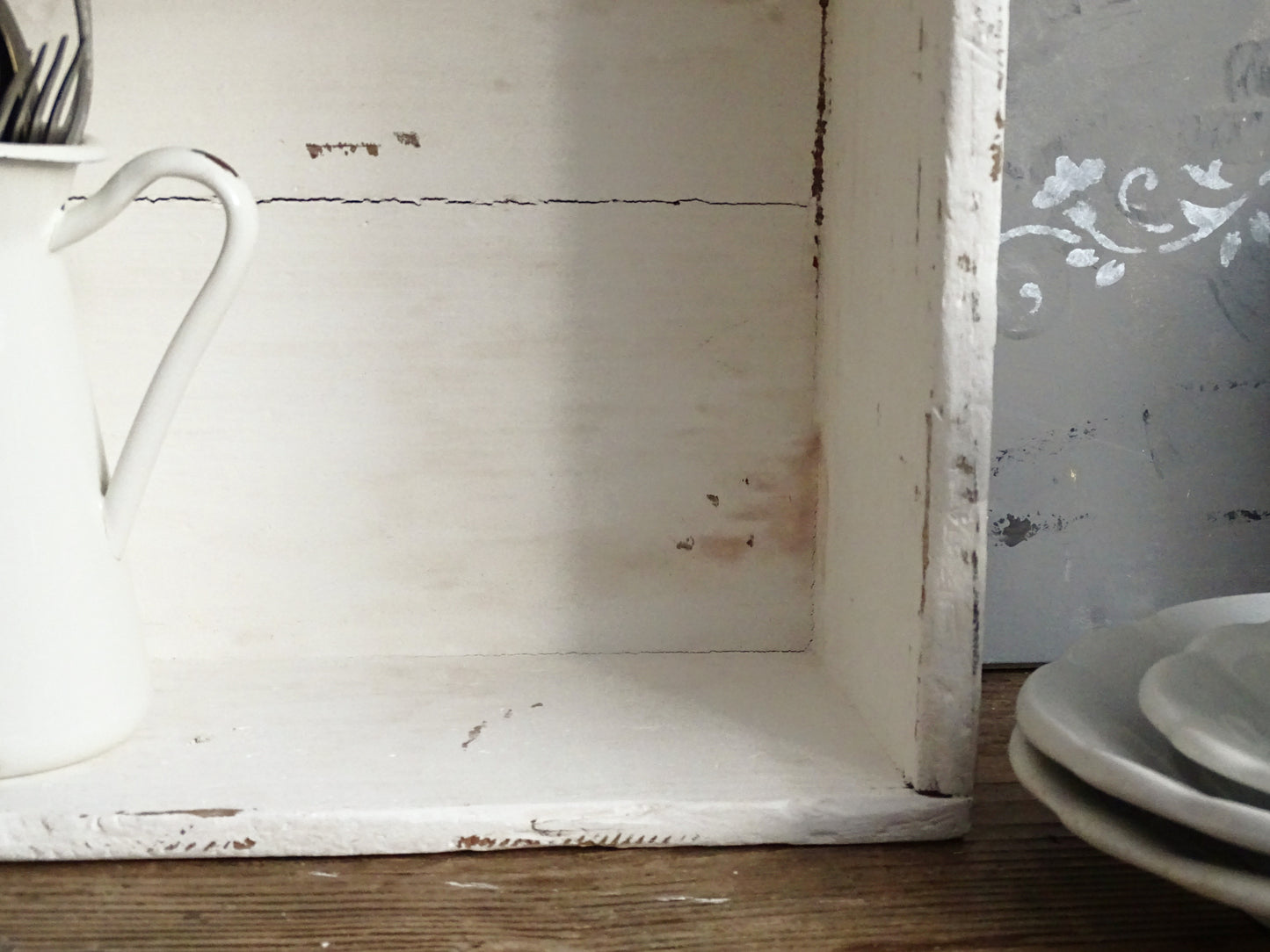 Distressed White Wood Storage Box, Crate: French Country Shabby Chic