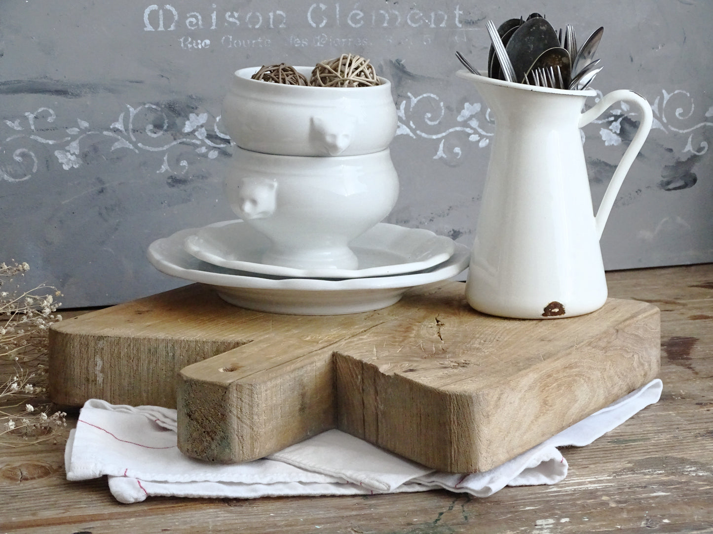 Rustic Chef Board, Herbs Chopping Board Handled, Butchers Block, Wooden Bread Or Cutting Board