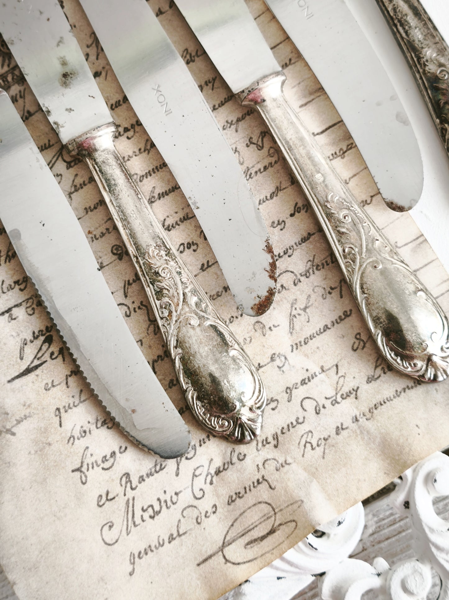 24 pcs Antique Silverplated Flatware Ornate Baroque Design, Escroignard & Cie