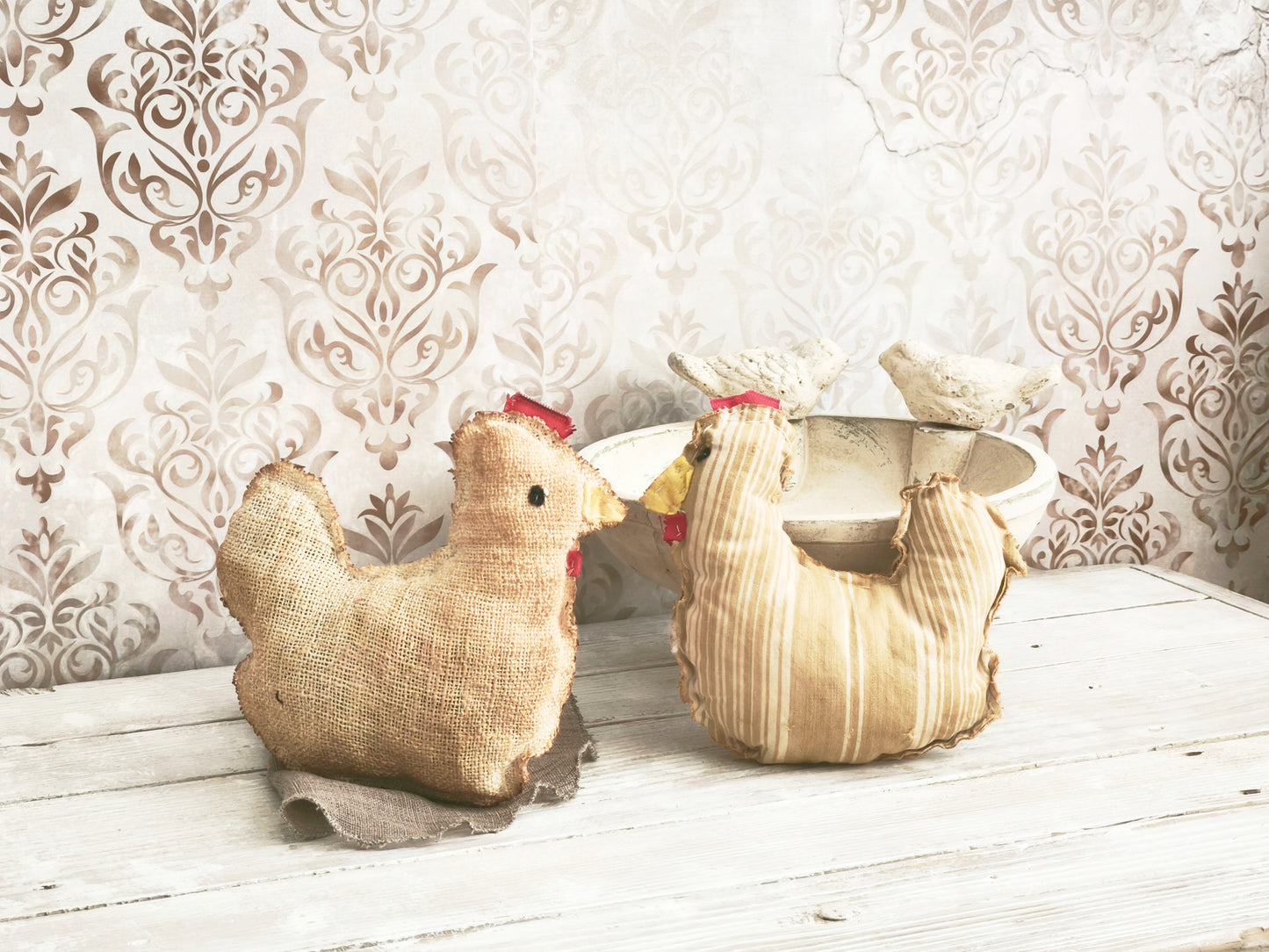 Primitive Farmhouse Fabric Chicken Doll