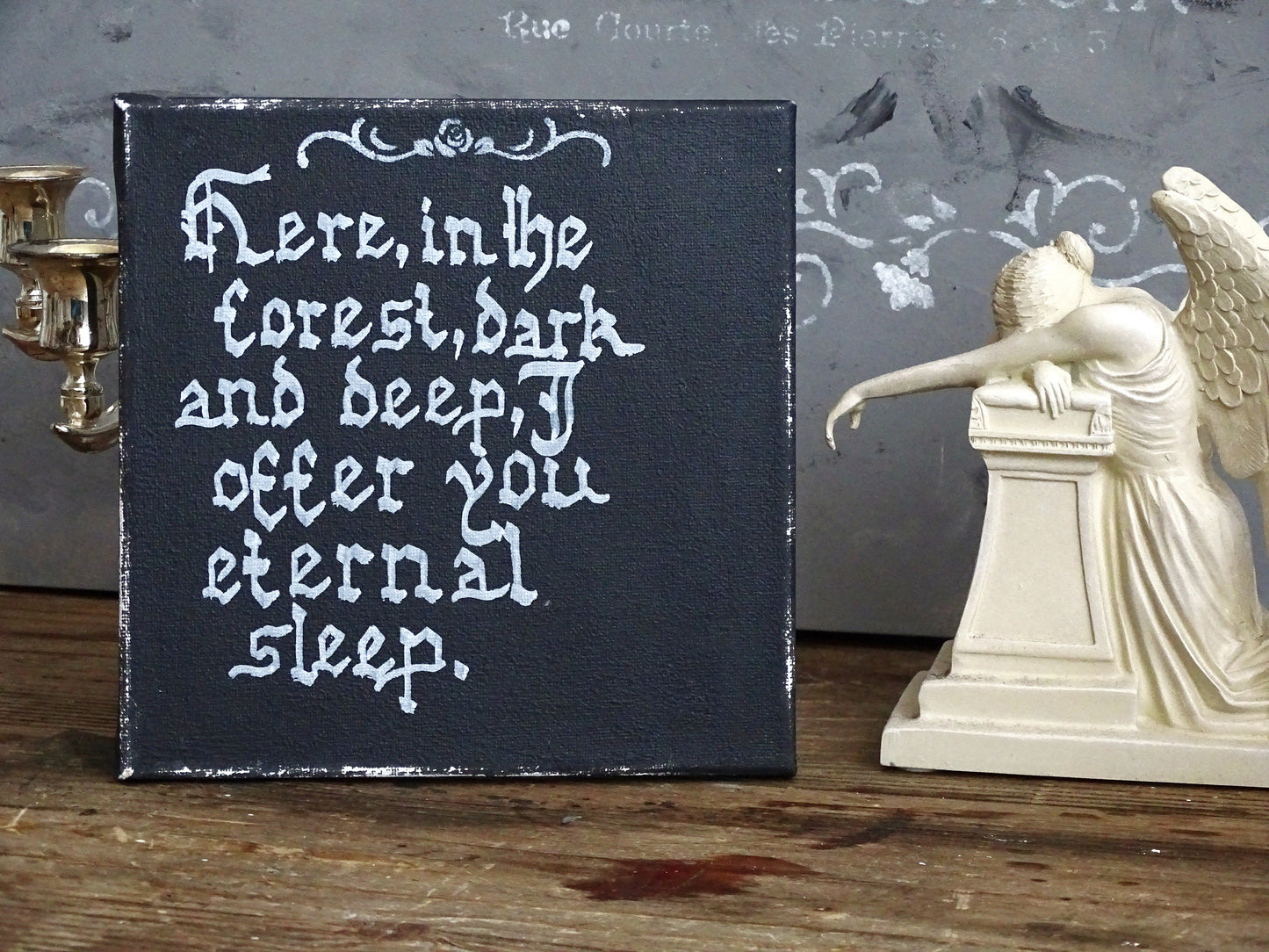Gothic Calligraphy Canvas Sign, Dark Academia Decor