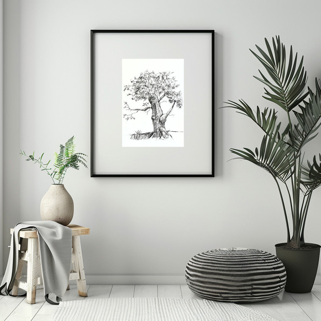 Tree Original Charcoal Drawing, Sketch