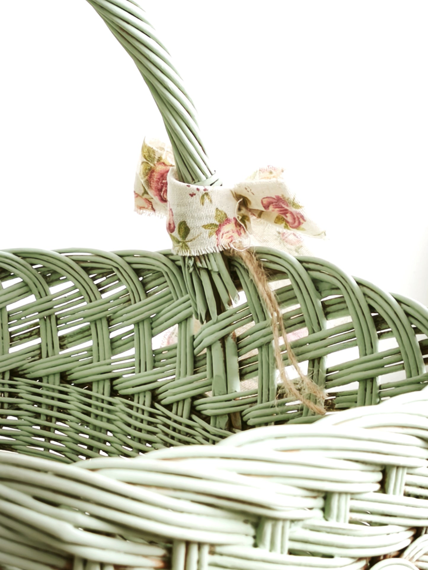 Green Wicker Market Basket with Bow