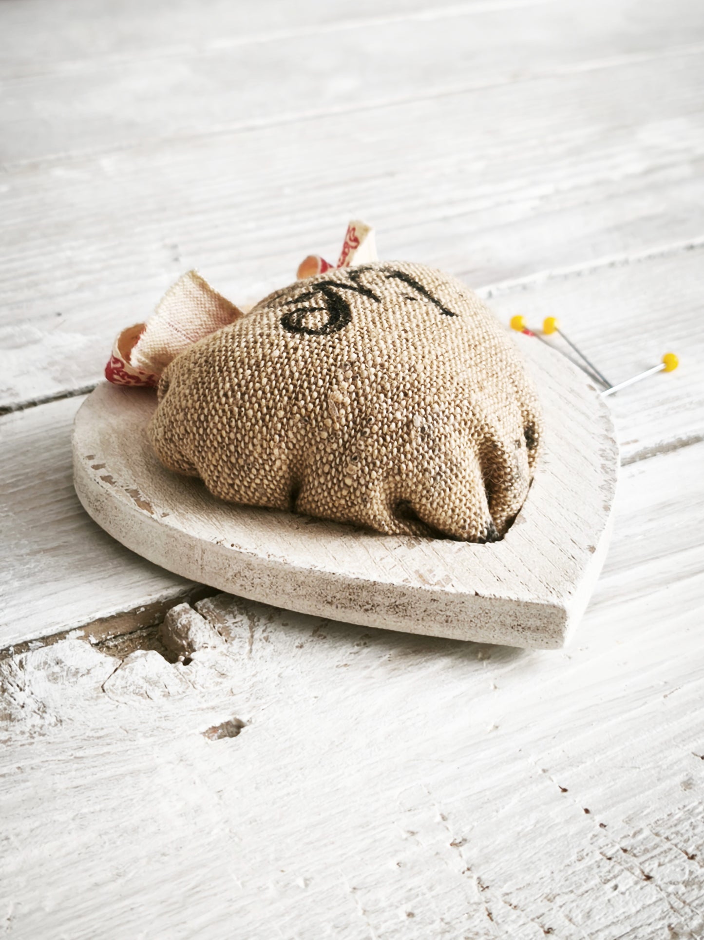 Handmade Pincushion of Antique Grainsack