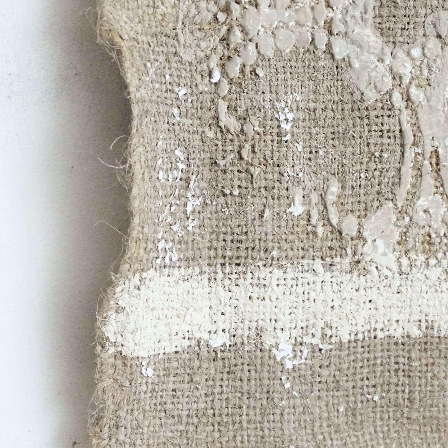 Abstract Burlap Tapestry Textile Wall Art, Neutral Wabi Sabi Wall Hanging, Contemporary Decor