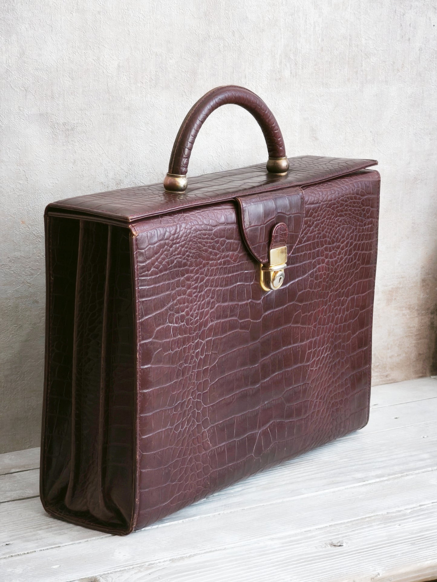 Maroon Embossed Leather Briefcase, Attache Case, Office Business Bag, Laptop Coach Briefcase, Notebook Bag, Portfolio Messenger Bag
