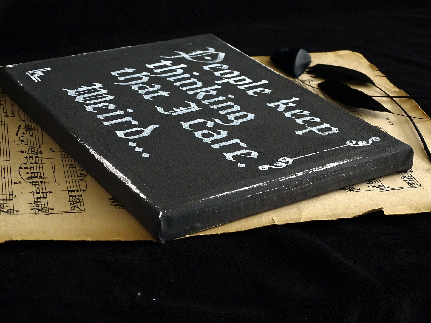 Morticia Addams Quote Art, Gothic Hand-Lettered Canvas Plaque