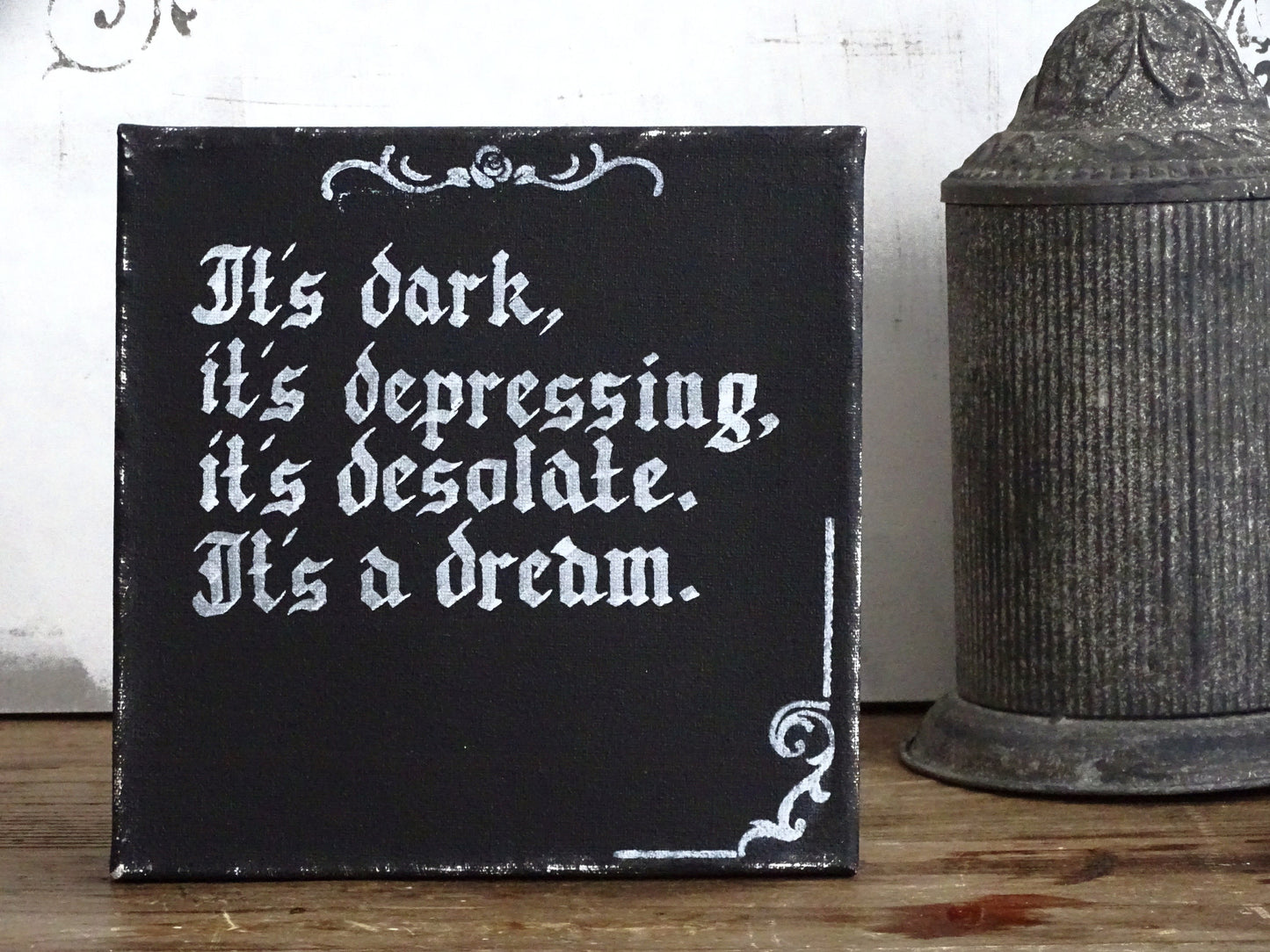 Addams Family Quote Gothic Canvas Art, Hand Lettered