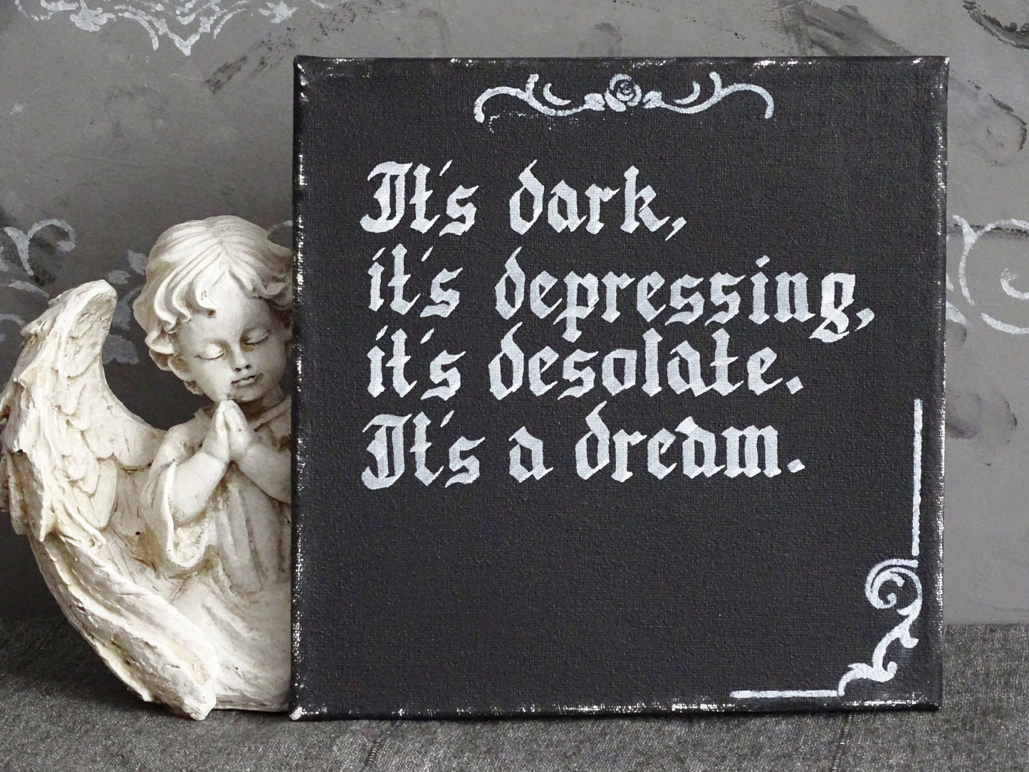 Addams Family Quote Gothic Canvas Art, Hand Lettered