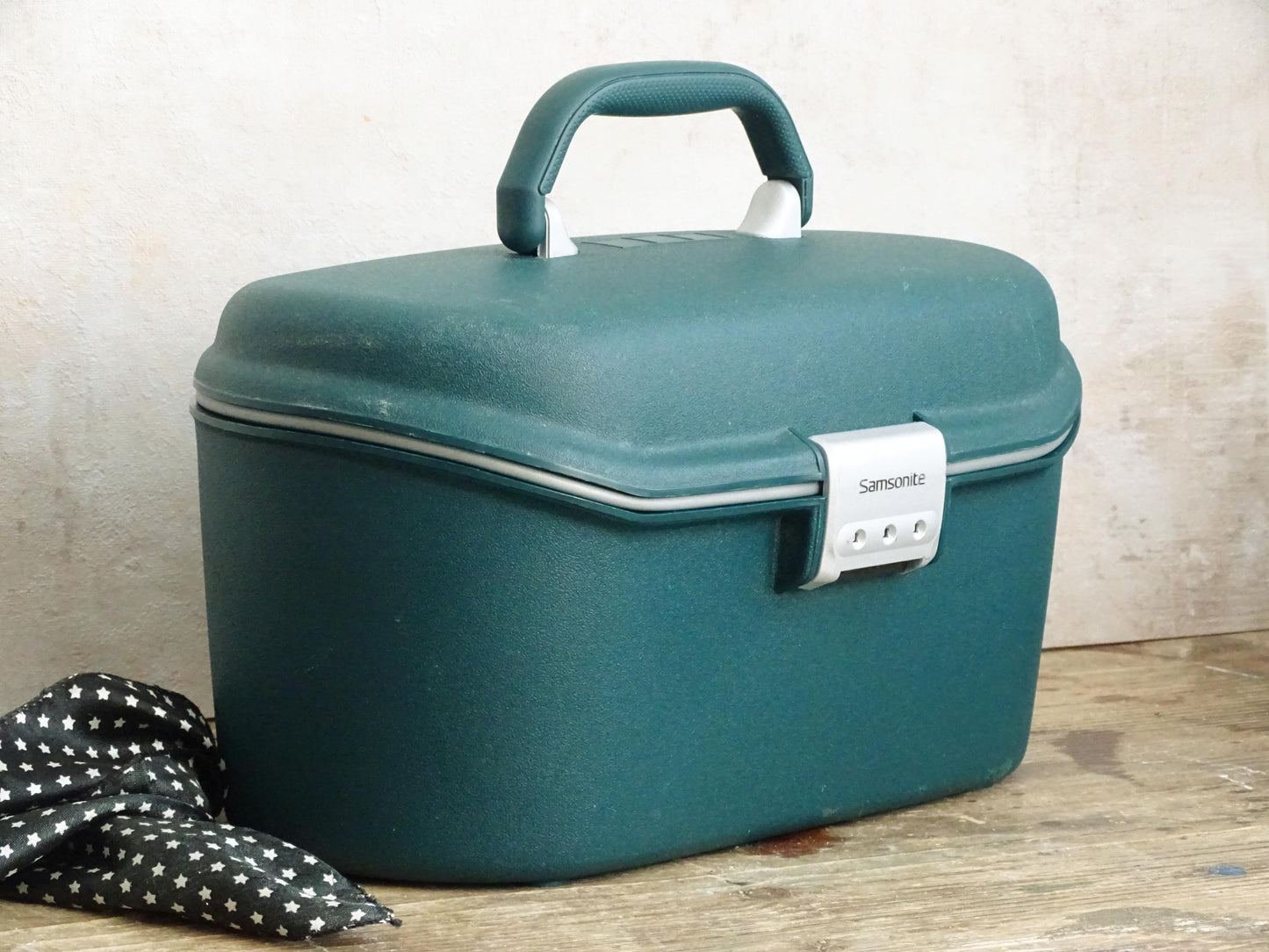 Vintage Green Samsonite Train Case, Hard Shell Makeup Vanity Travel Case