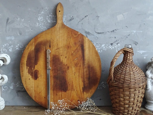 Large Round Wood Charcuterie Board: Rustic Farmhouse Kitchen Decor
