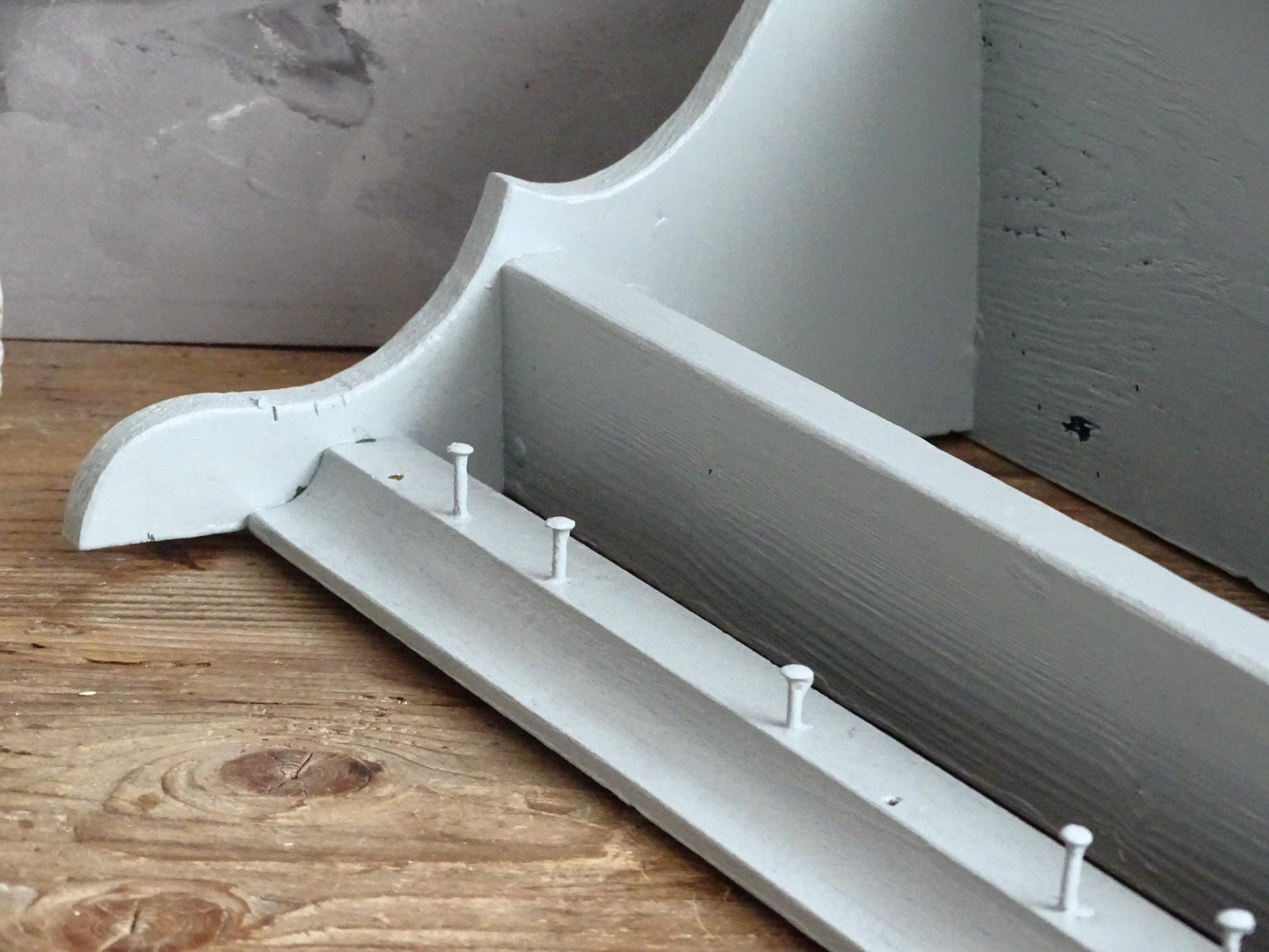 Blue 2-Tier Wood Corbel Wall Shelf with Pegs: Shabby Chic Spice Rack