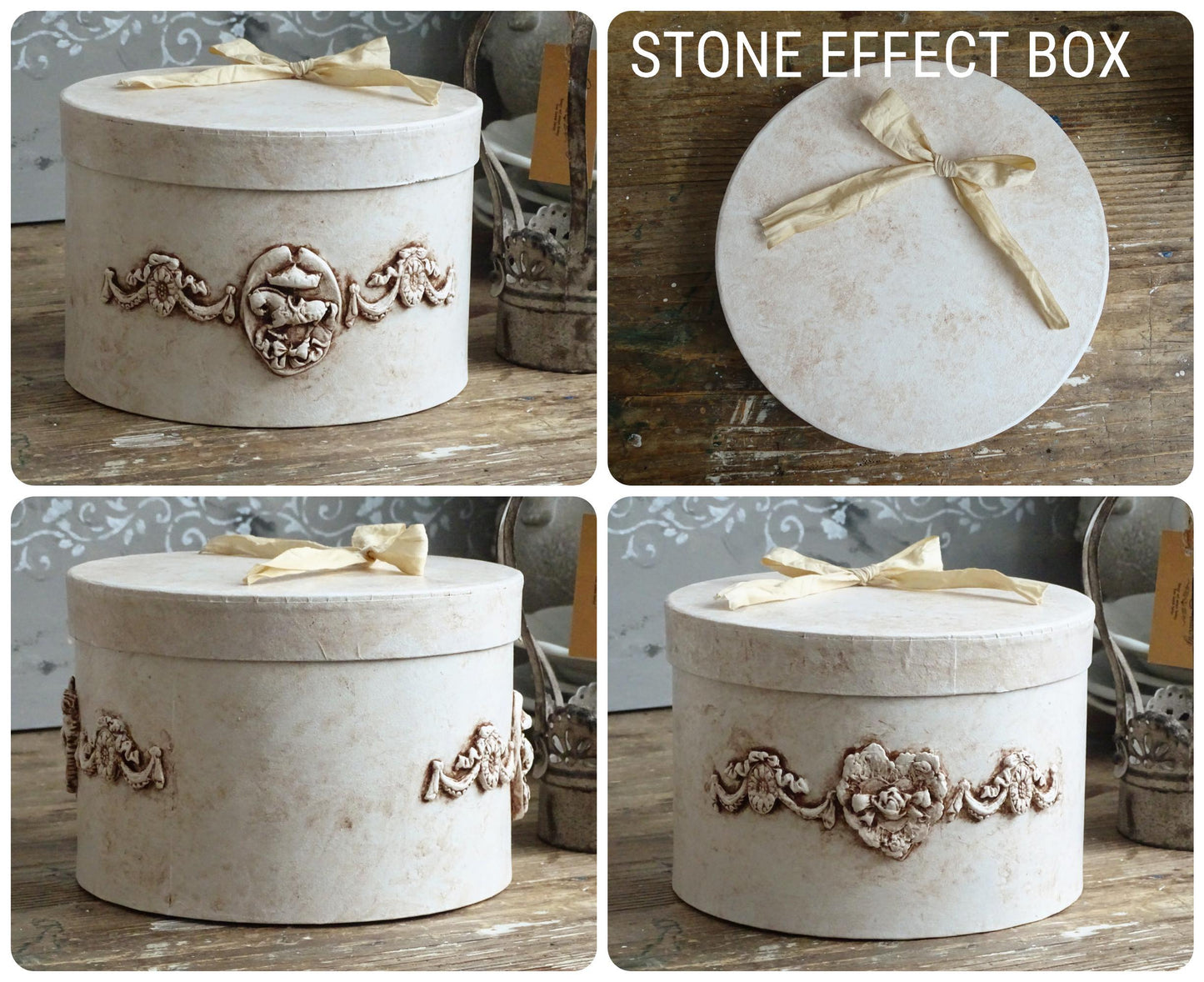 Shabby Chic Hat Box: Aged French Country Decor, Romantic Storage