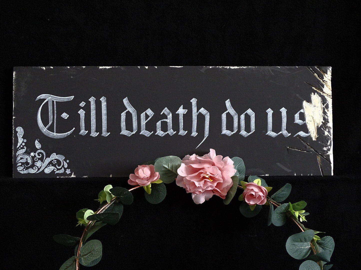 TILL DEATH DO us Part, Gothic Original Artwork on Wood, Hand Painted, Hand Lettered