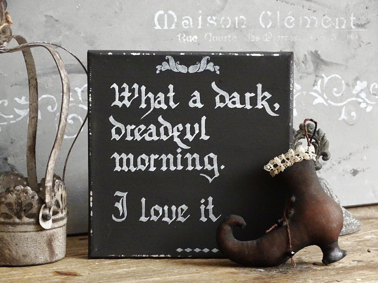Morticia Addams Quote Canvas, Gothic Home Decor, Hand Lettered Wall Art