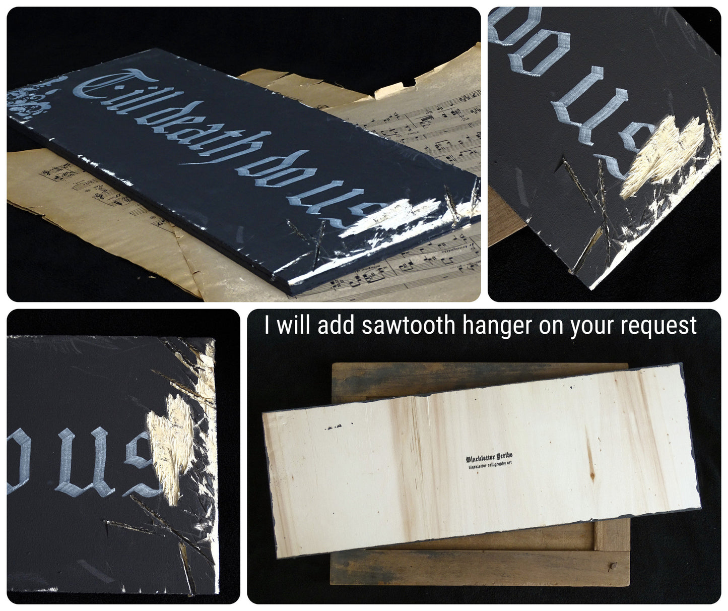 TILL DEATH DO us Part, Gothic Original Artwork on Wood, Hand Painted, Hand Lettered